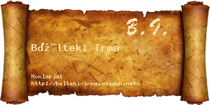 Bélteki Irma névjegykártya